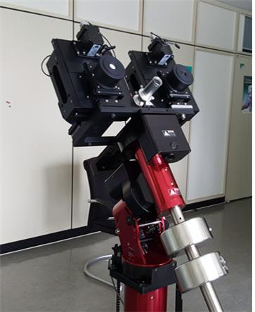 천문연이 오는 21일(현지시간) 미국 전역에서 진행되는 개기일식 때 코로나 특성을 연구하기 위해 미국 나사와 공동 개발하고 있는 코로나 그래프의 모습. 이 장비는 인공적으로 개기일식 현상을 만드는 데 쓰인다.  천문연 제공